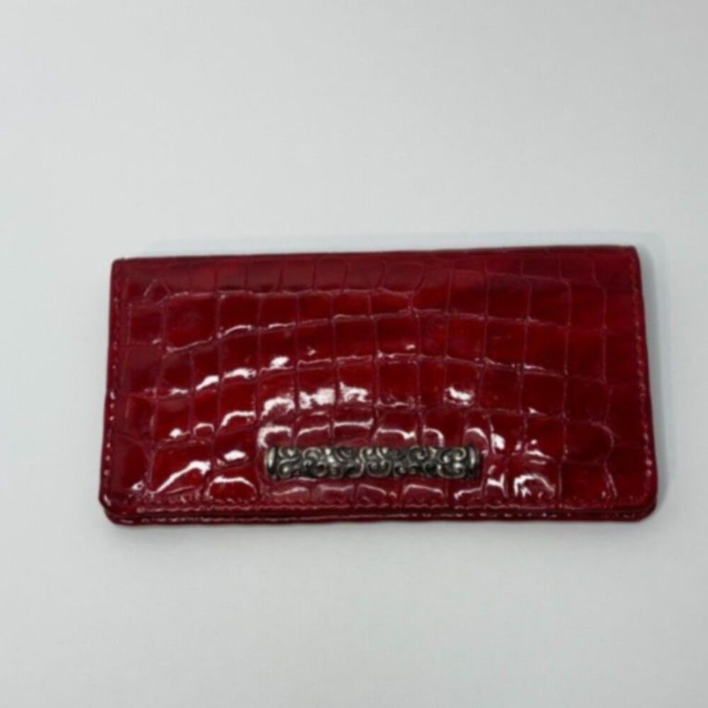 Brighton Red Patent Alligator Embossed Flap Wallet Shiny & Stylish